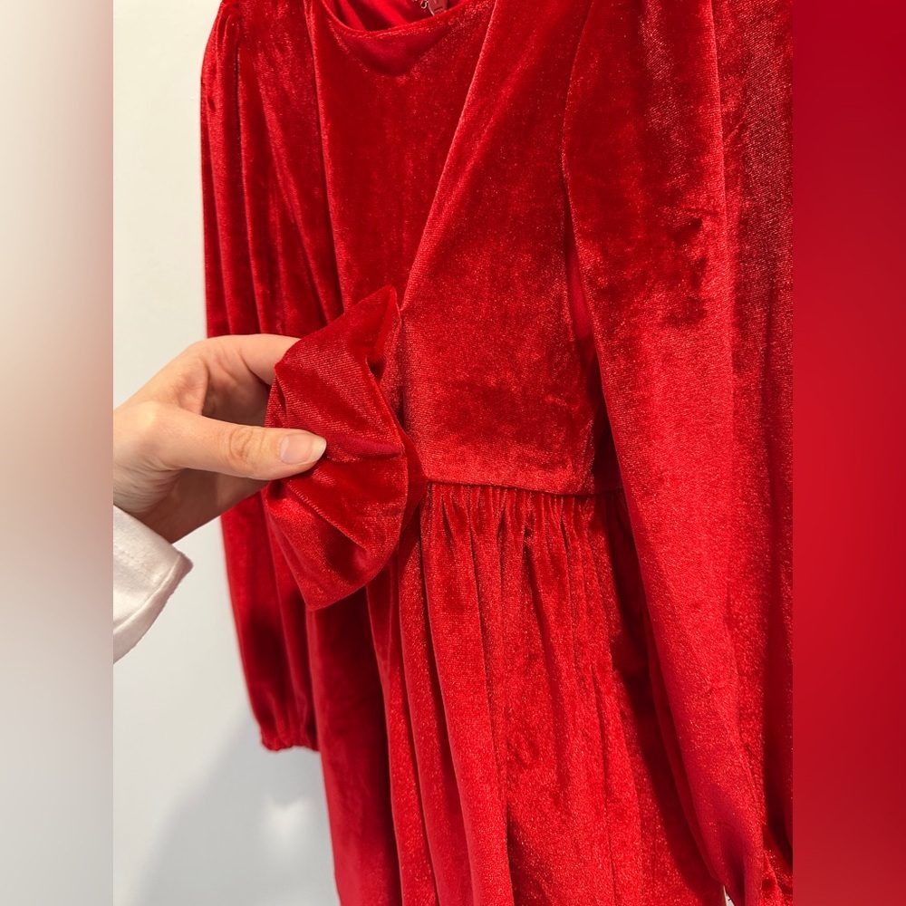 Bardot Junior Vibrant Red Velvet Dress size 6 year old - Picture 5 of 6